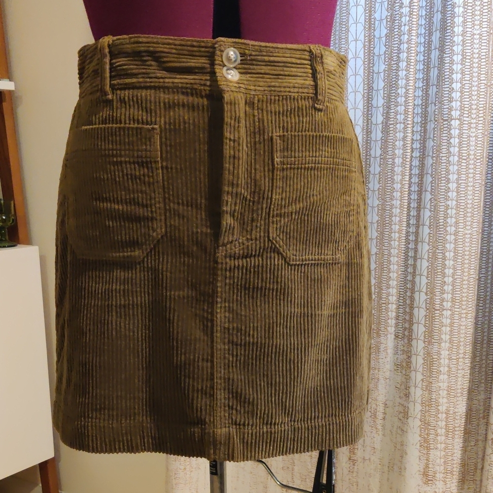 Madewell Olive Green Corduroy Mini Skirt